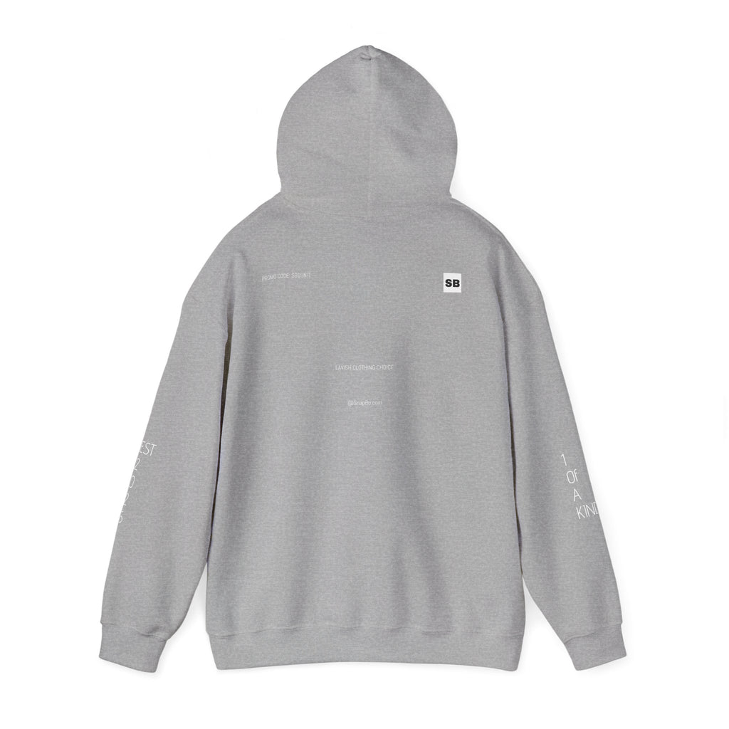 Minimalistisk 'SB' hættetrøje — Lille grafik på bryst og ryg, rent streetwear-pulloverdesign