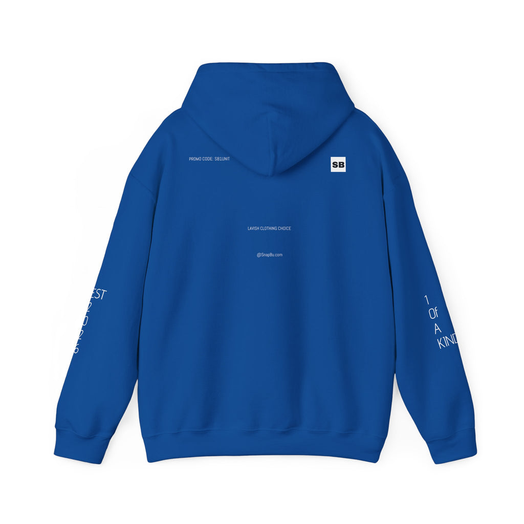 Minimalistisk 'SB' hættetrøje — Lille grafik på bryst og ryg, rent streetwear-pulloverdesign