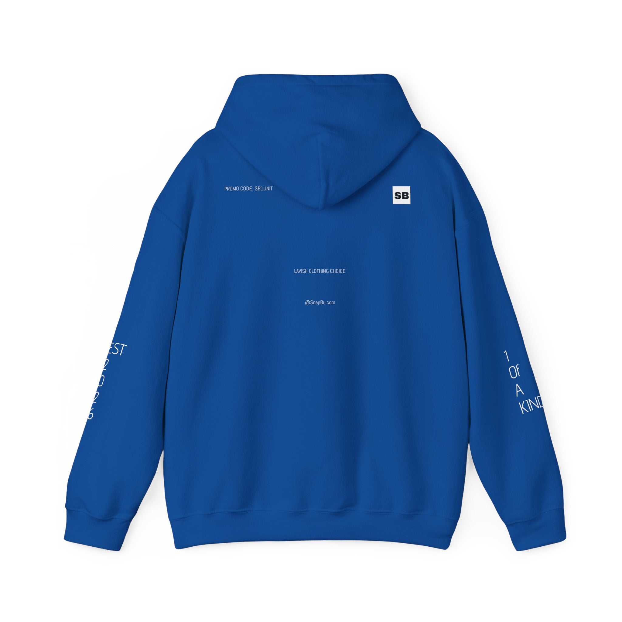 Minimalistisk 'SB' hættetrøje — Lille grafik på bryst og ryg, rent streetwear-pulloverdesign