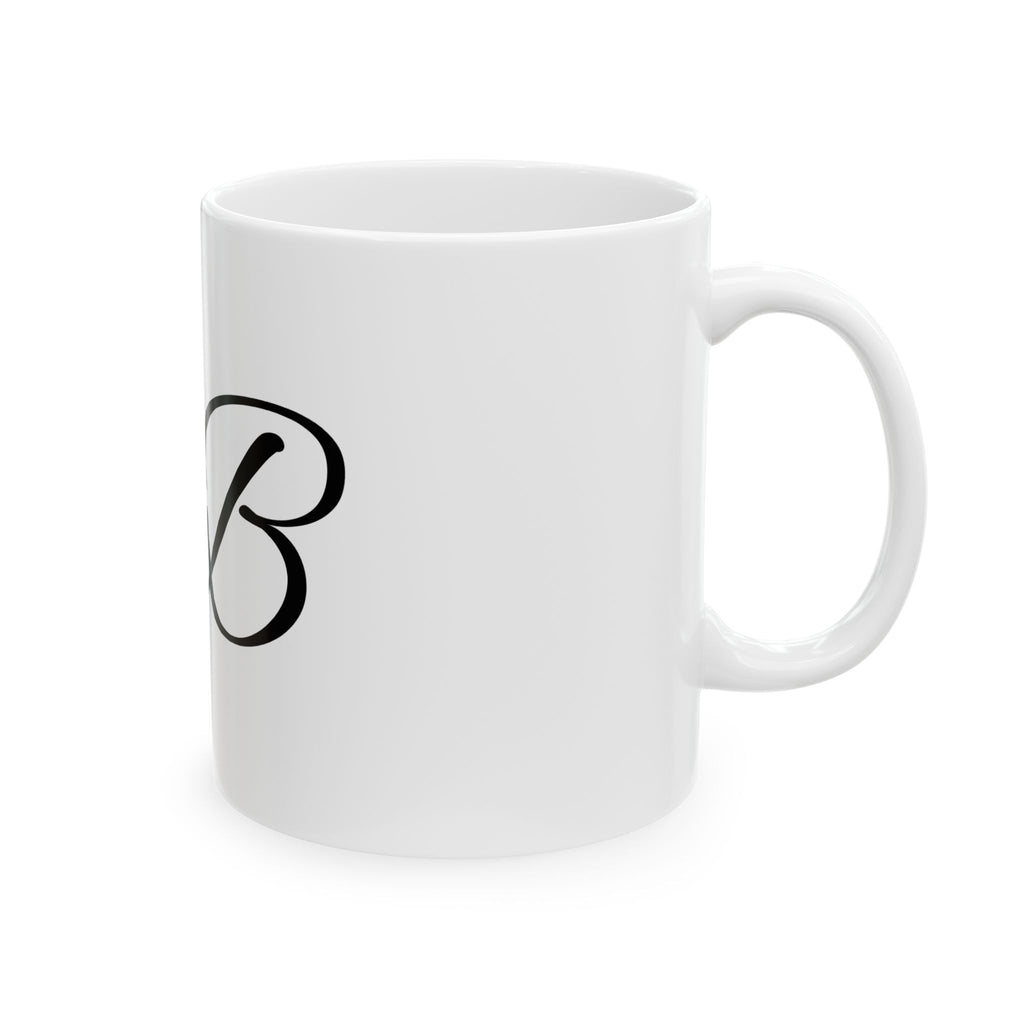 Monogram SB Keramikkrus — Elegant Kaffekop med Skriftinitialer (325 ml, 444 ml)