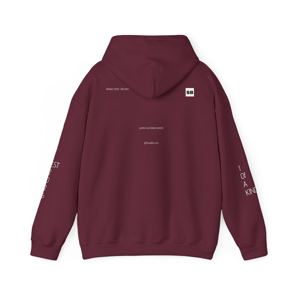 Minimalistisk 'SB' hættetrøje — Lille grafik på bryst og ryg, rent streetwear-pulloverdesign