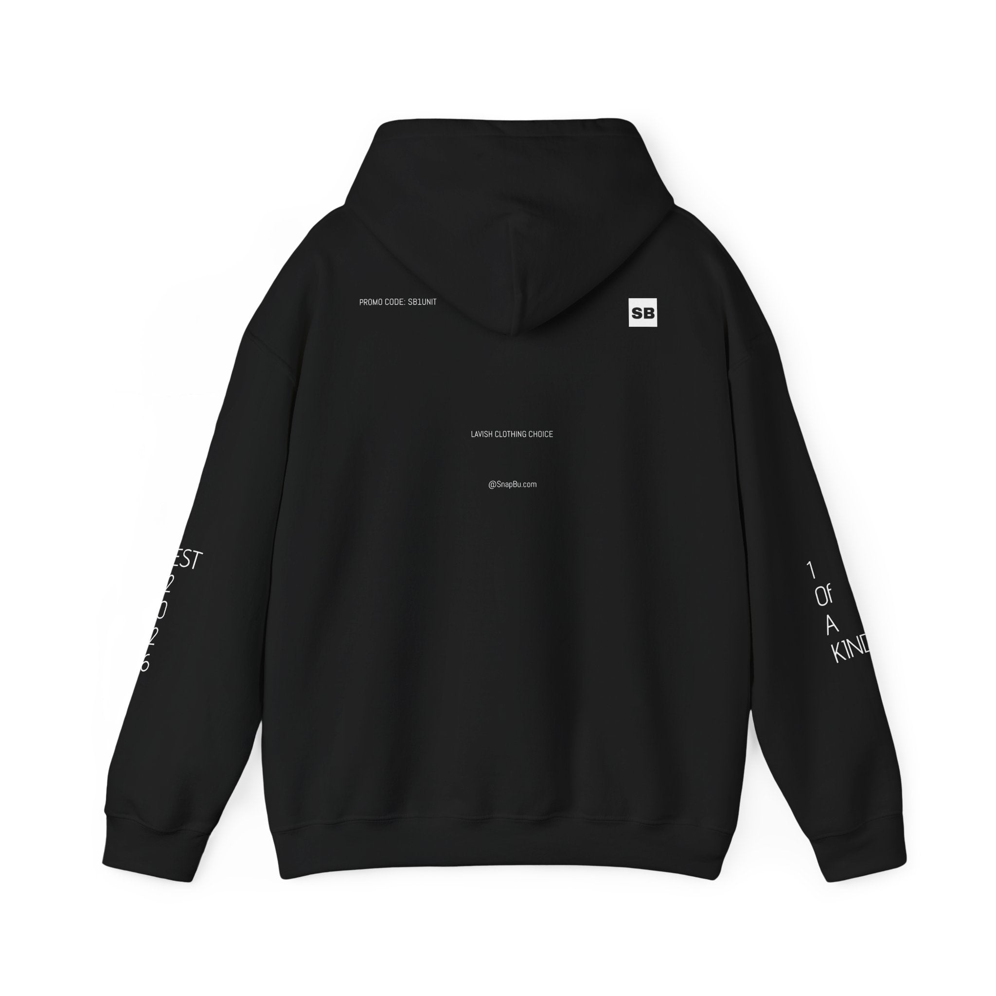 Minimalistisk 'SB' hættetrøje — Lille grafik på bryst og ryg, rent streetwear-pulloverdesign