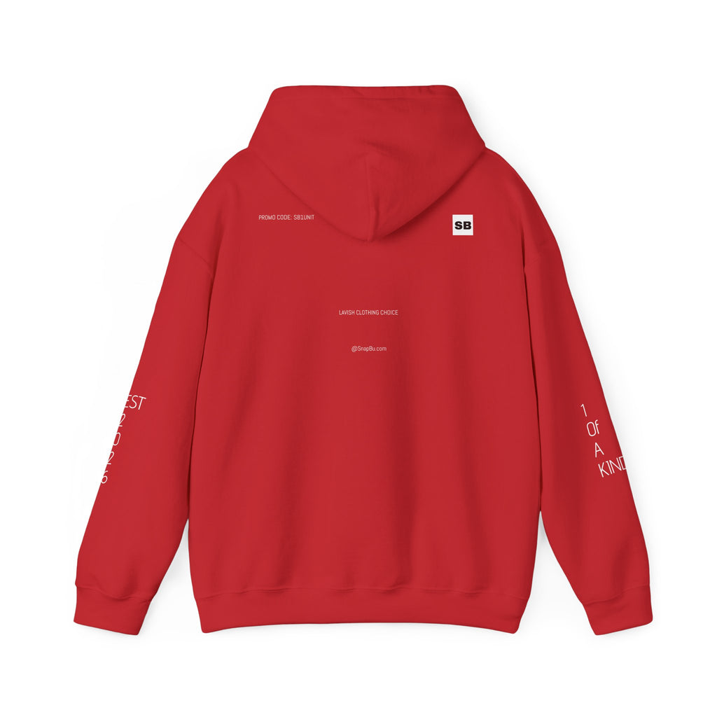 Minimalistisk 'SB' hættetrøje — Lille grafik på bryst og ryg, rent streetwear-pulloverdesign