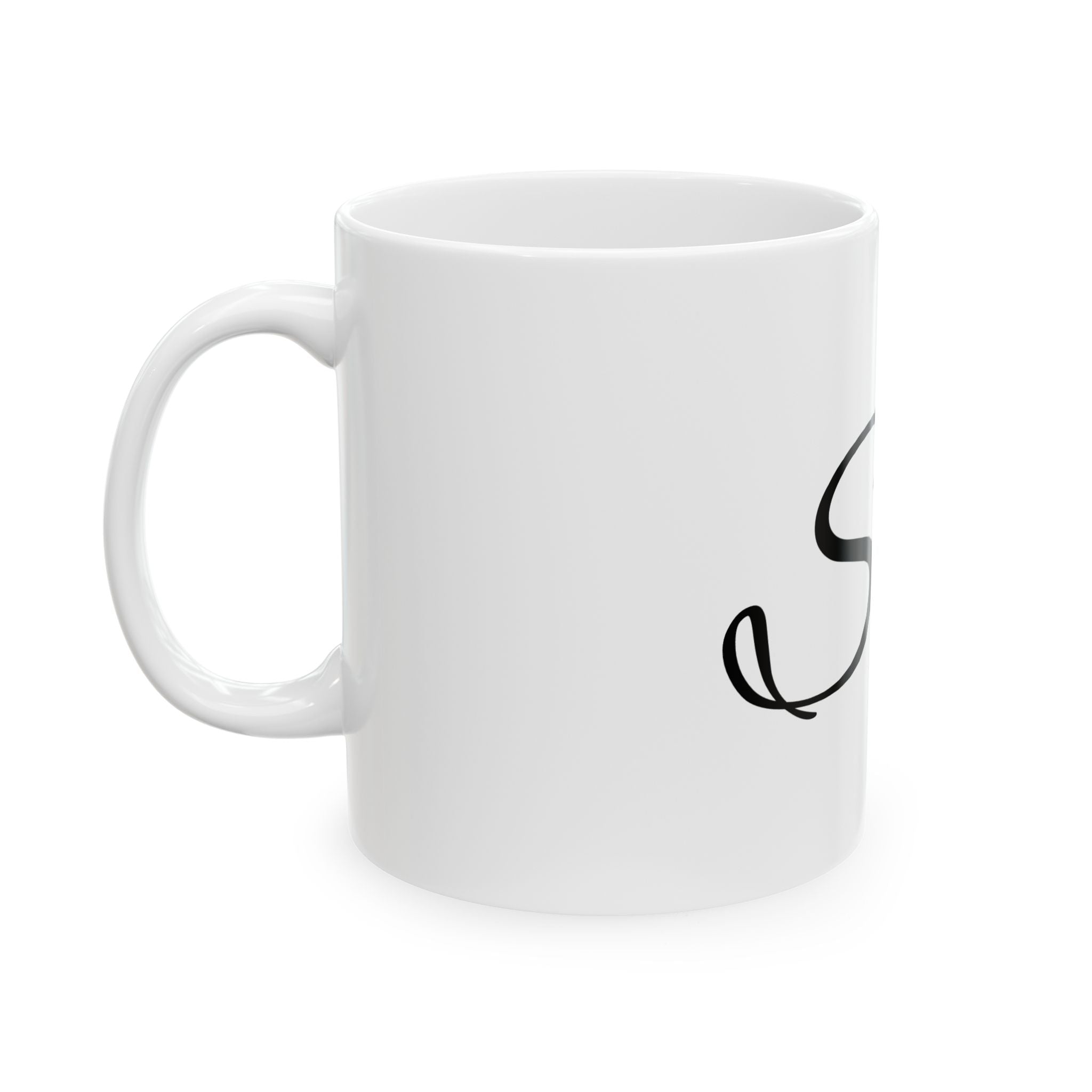 Monogram SB Keramikkrus — Elegant Kaffekop med Skriftinitialer (325 ml, 444 ml)
