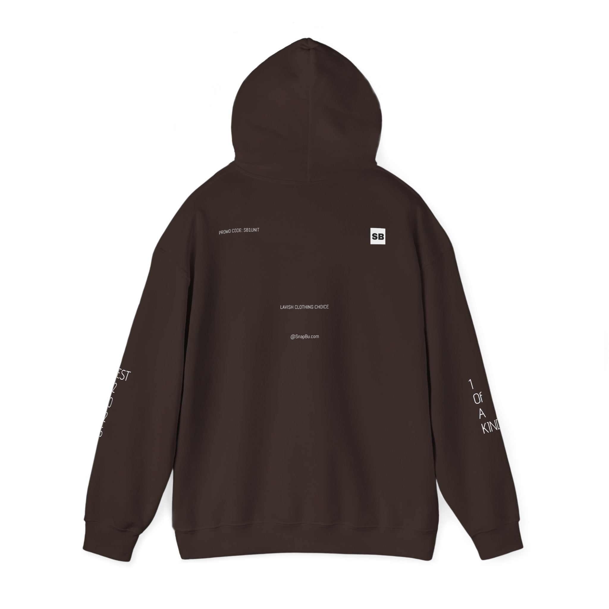 Minimalistisk 'SB' hættetrøje — Lille grafik på bryst og ryg, rent streetwear-pulloverdesign