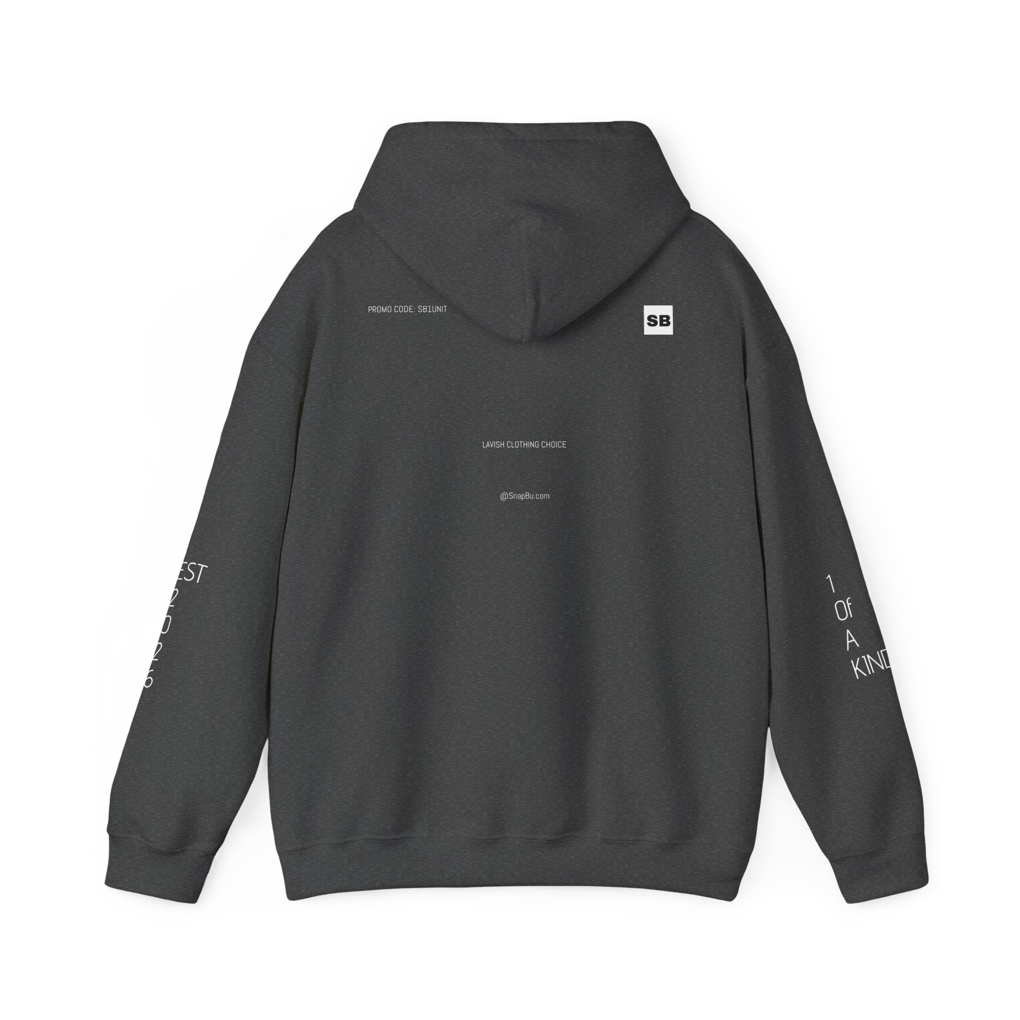 Minimalistisk 'SB' hættetrøje — Lille grafik på bryst og ryg, rent streetwear-pulloverdesign