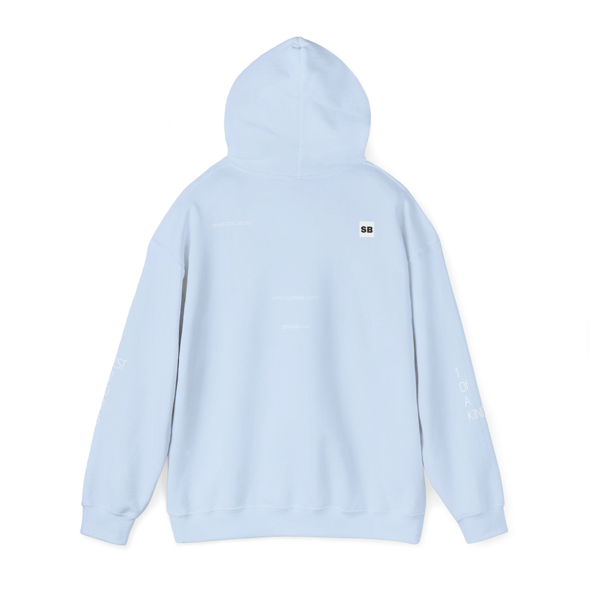 Minimalistisk 'SB' hættetrøje — Lille grafik på bryst og ryg, rent streetwear-pulloverdesign