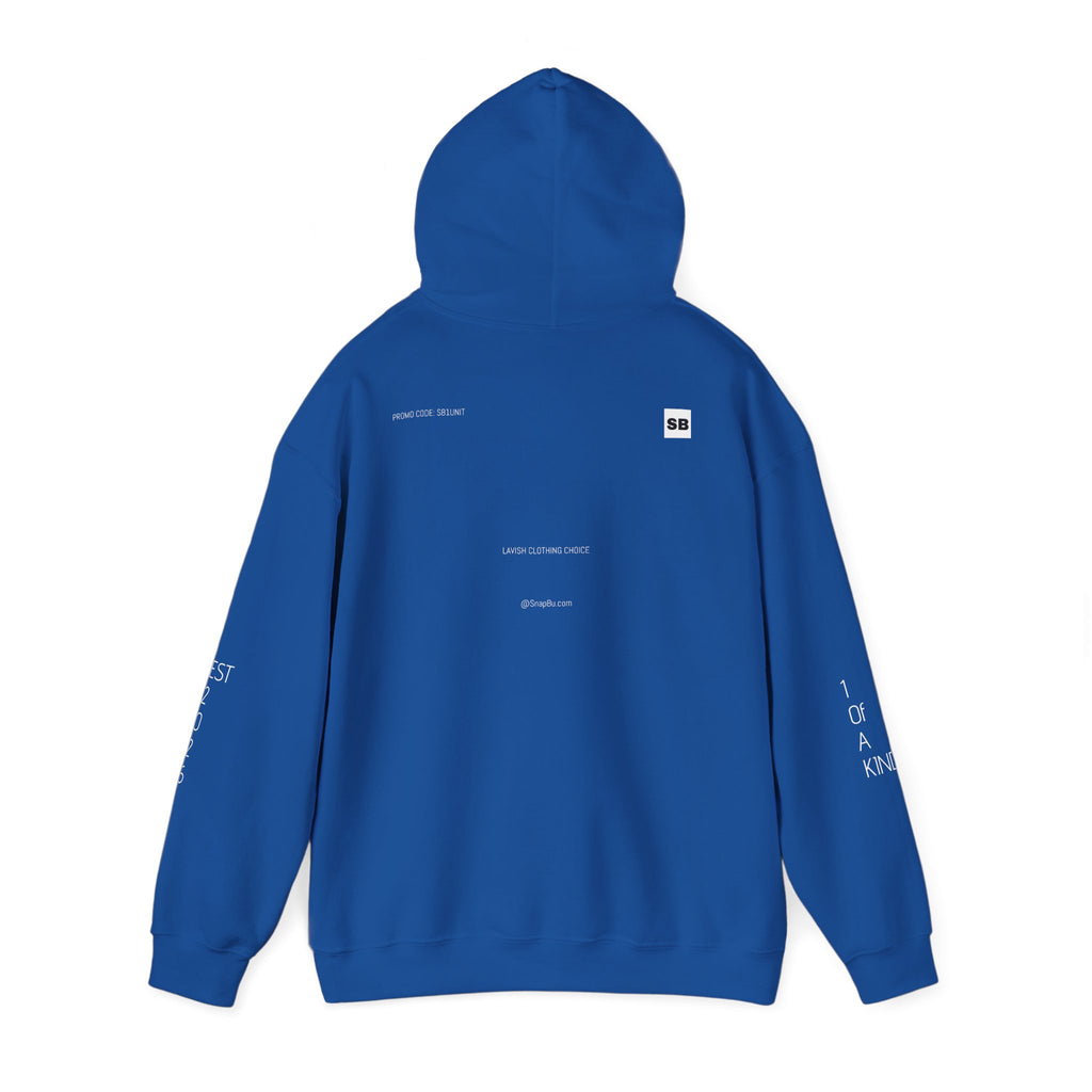 Minimalistisk 'SB' hættetrøje — Lille grafik på bryst og ryg, rent streetwear-pulloverdesign