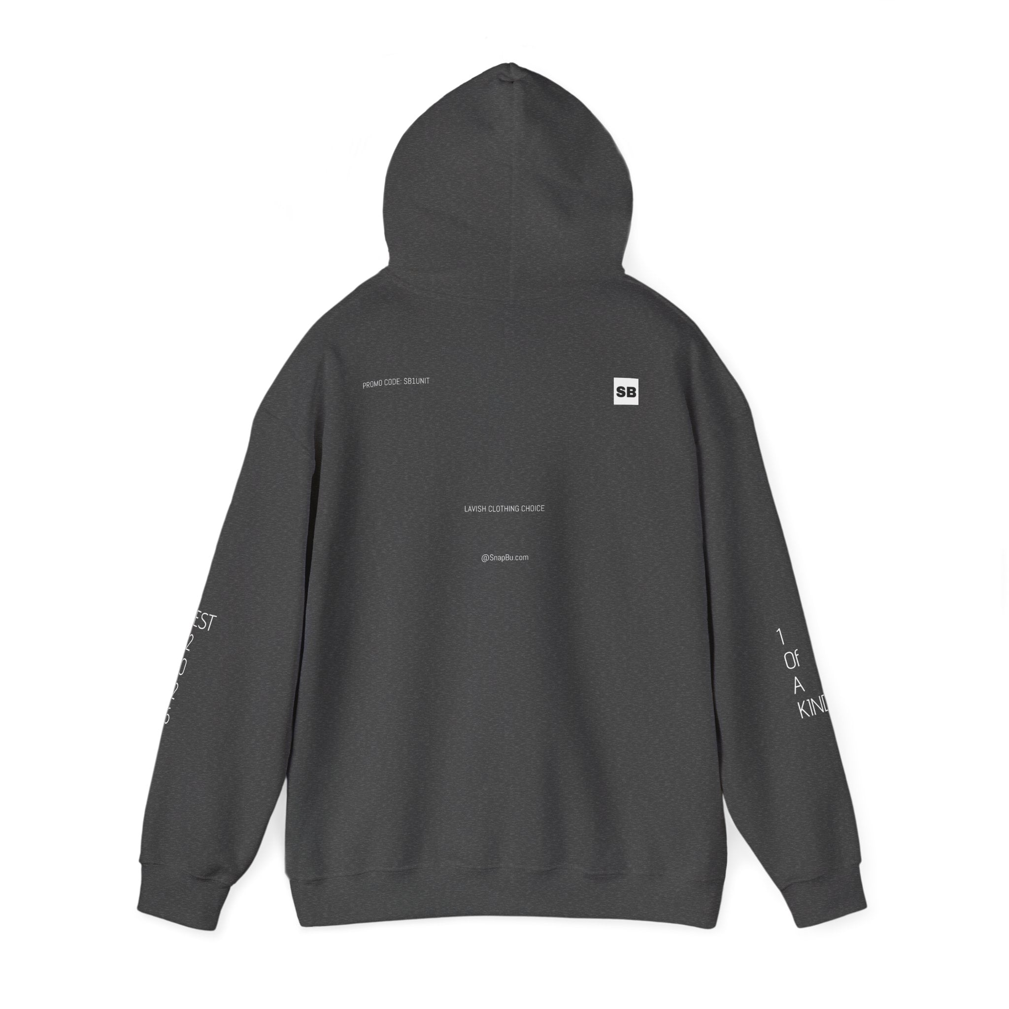 Minimalistisk 'SB' hættetrøje — Lille grafik på bryst og ryg, rent streetwear-pulloverdesign